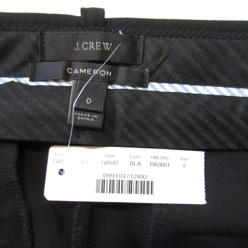 NWT J.Crew Slim Crop Cameron in Black Four Season Stretch Ankle Crop Pants 0